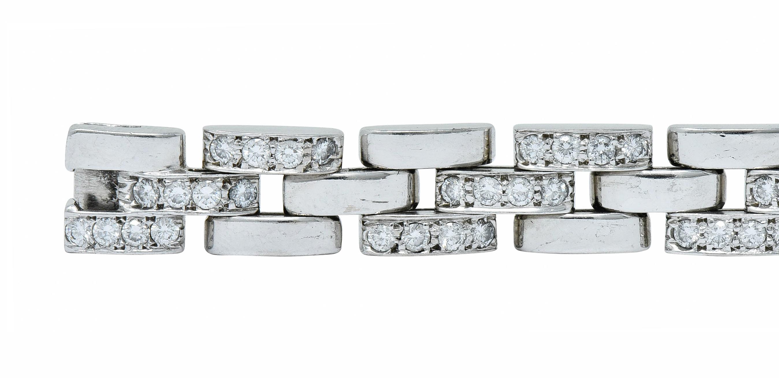 Women's or Men's Cartier 3.36 Carat Diamond Maillon Panthere 18 Karat White Gold Link Bracelet