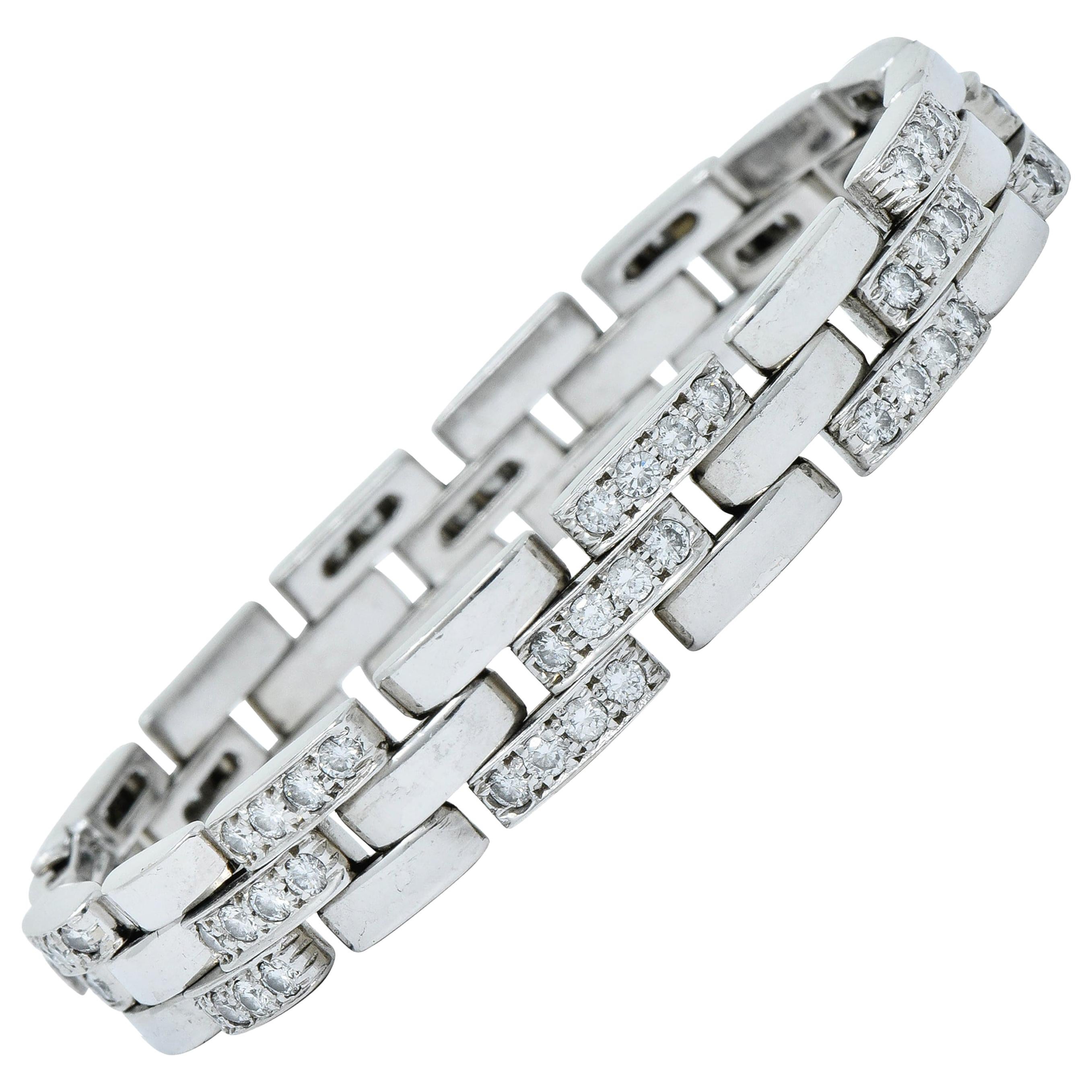 Cartier 3.36 Carat Diamond Maillon Panthere 18 Karat White Gold Link Bracelet