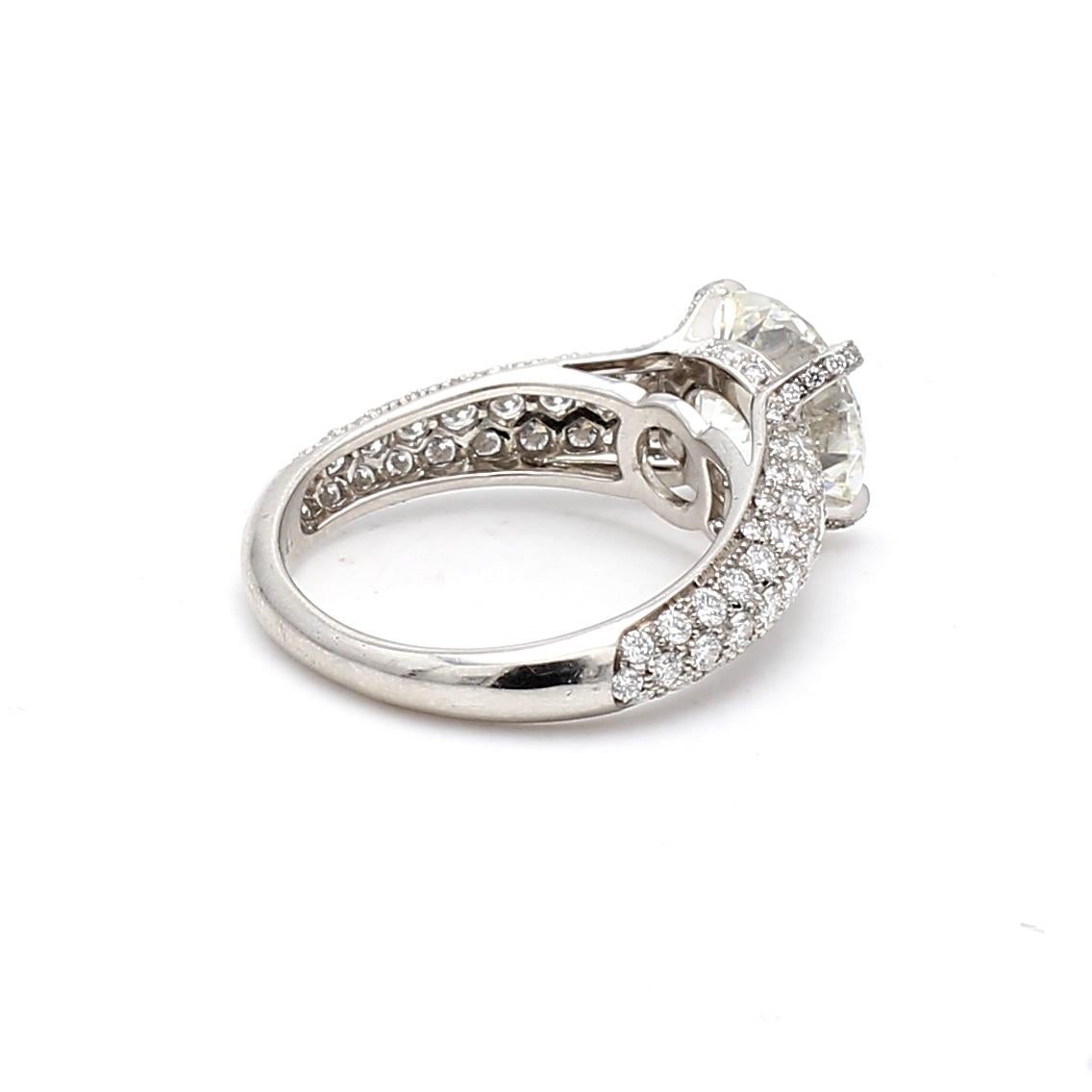 Cartier 3,41 Karat runder Brillant H VVS2 Diamant Platin Ehering im Zustand „Gut“ im Angebot in New York, NY