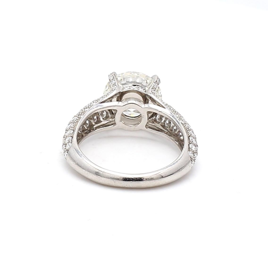 Cartier 3,41 Karat runder Brillant H VVS2 Diamant Platin Ehering Damen im Angebot