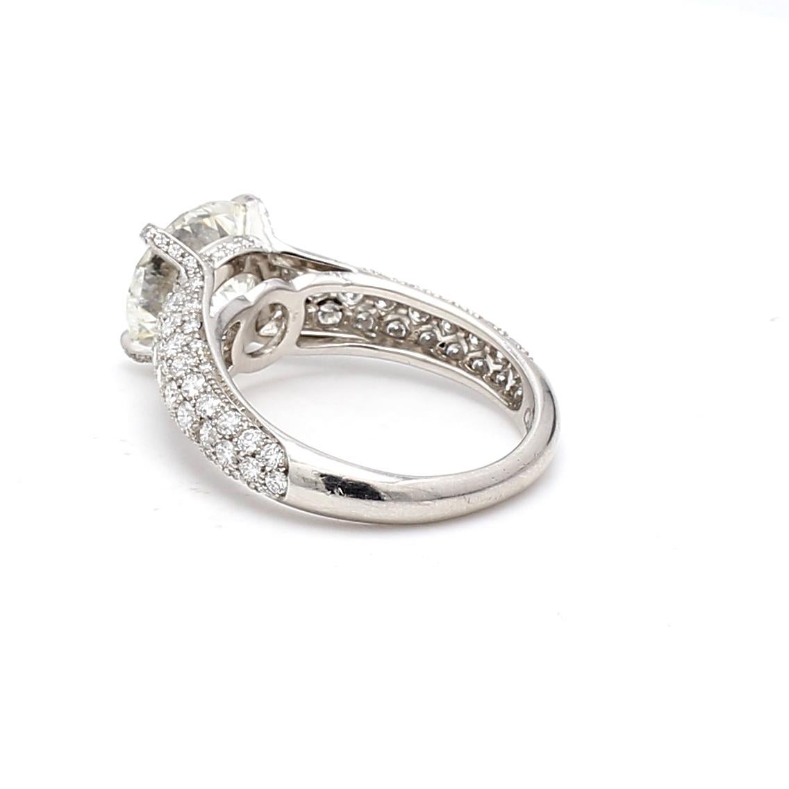 Cartier 3,41 Karat runder Brillant H VVS2 Diamant Platin Ehering im Angebot 2
