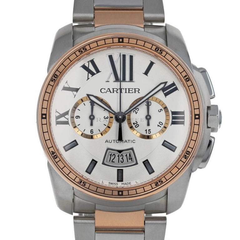Cartier 3578 Calibre Chronograph 18 KT Rose and Steel W7100042 Swiss ...