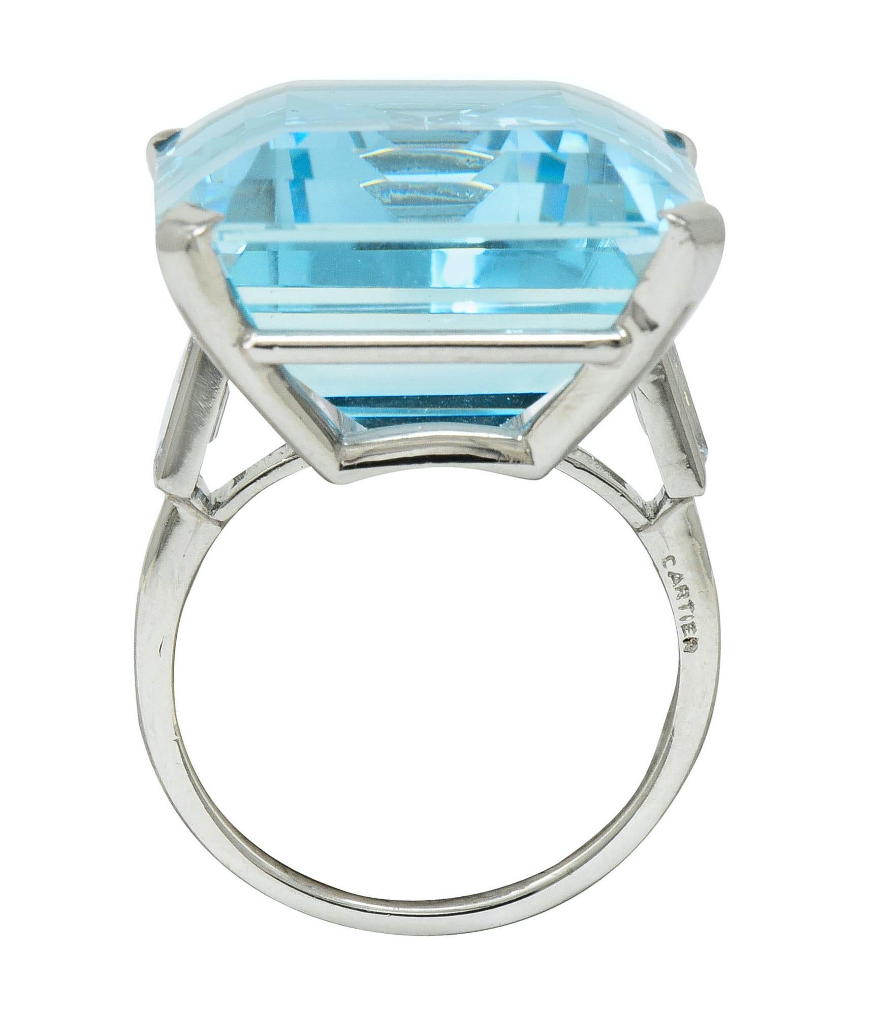 Cartier 36.09 Carat Aquamarine Diamond Platinum Retro Cocktail Ring 4