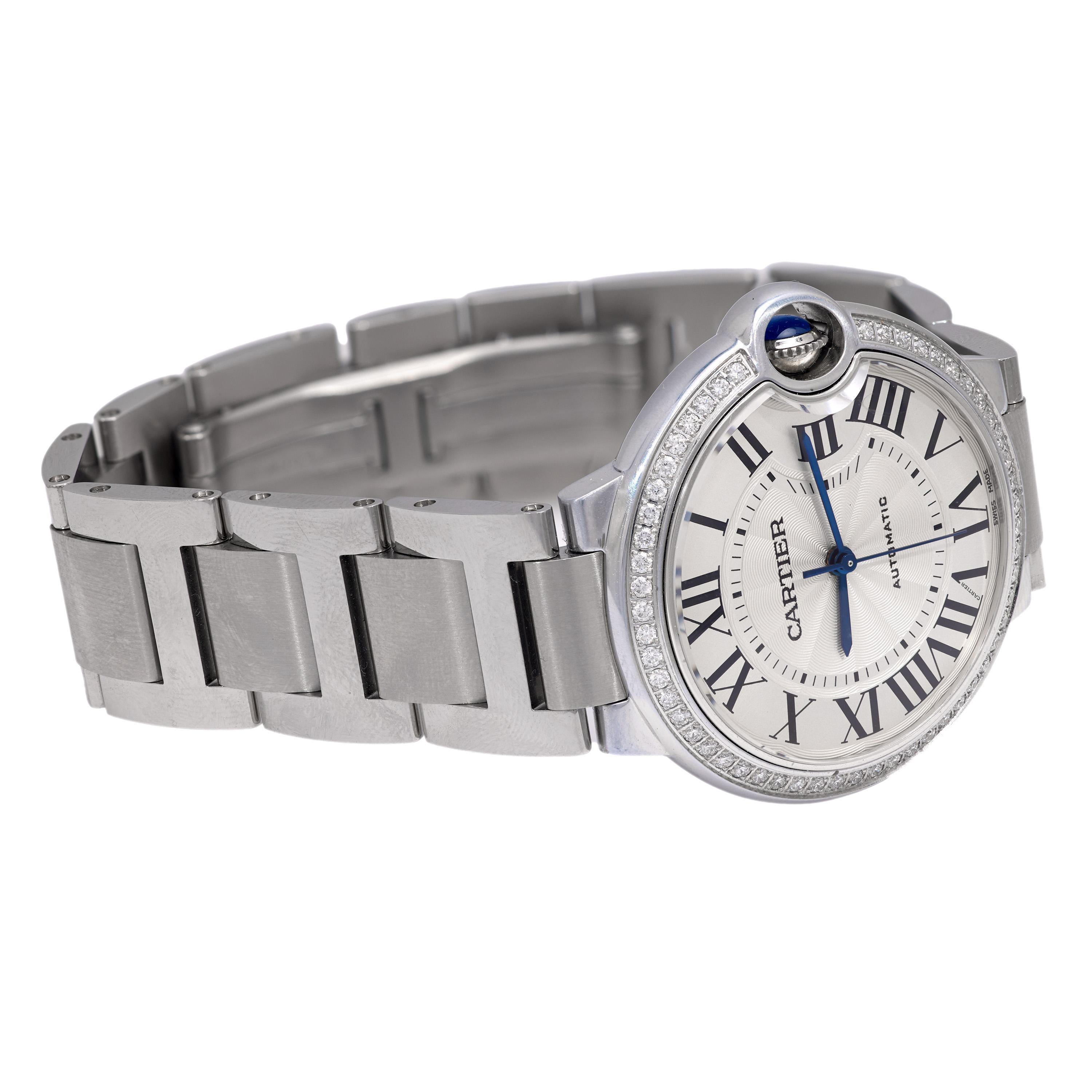 Cartier 36mm Ballon Bleu stainless steel diamond watch Pour femmes en vente