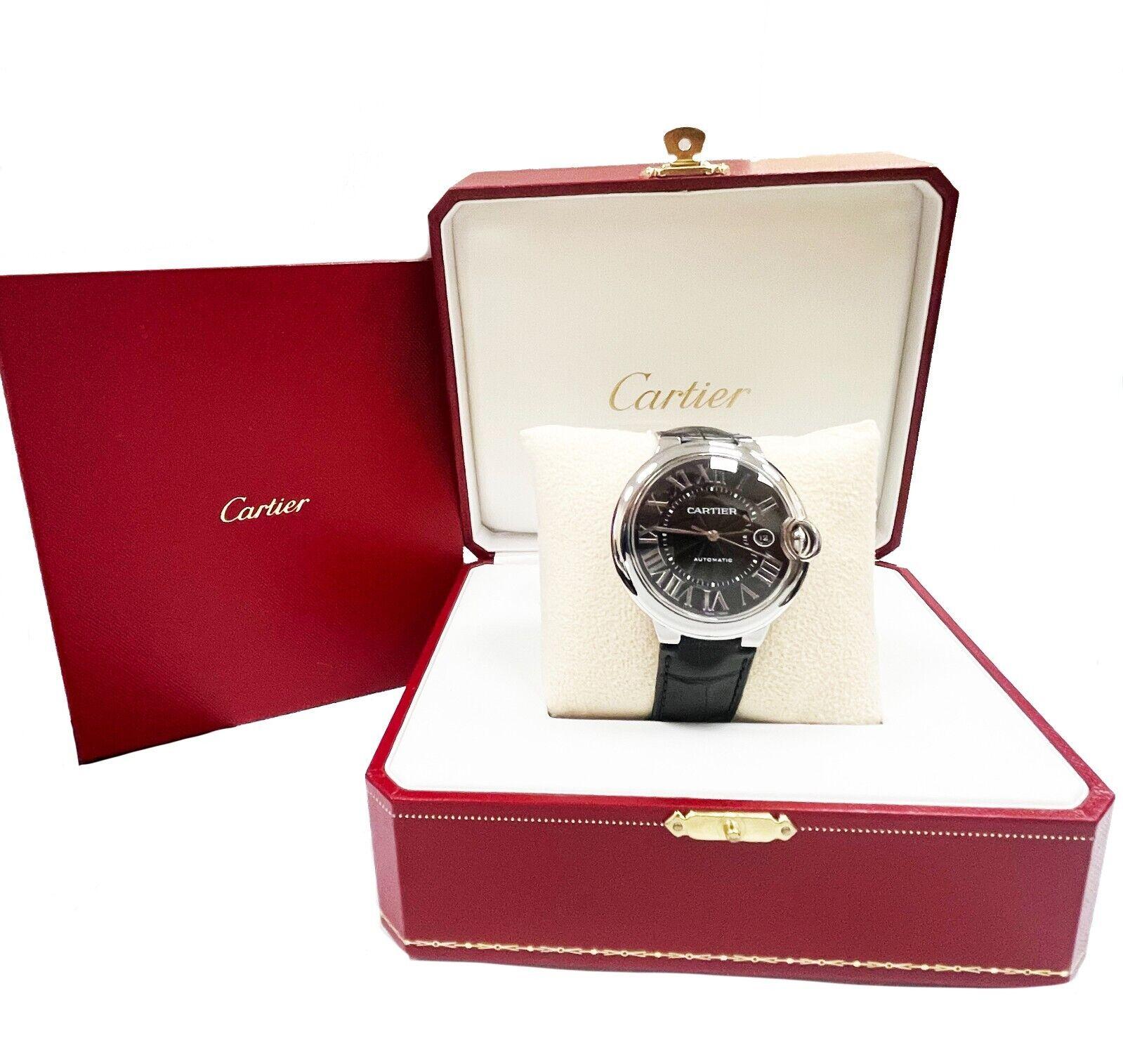 Cartier 3765 Ballon Bleu 42mm Stainless Steel Leather Band Box Booklet 2