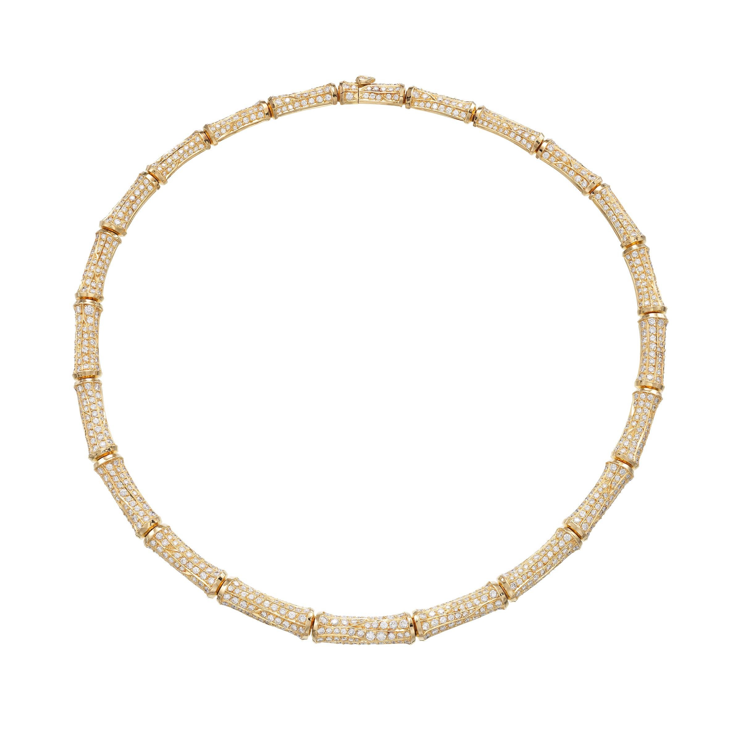 Cartier 26cts Diamond Bamboo Suite in 18K Gold Necklace and 