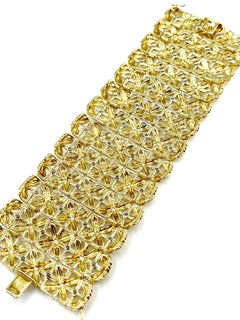 Cartier 3.92 Quilates Diamante Brillante Redondo Oro Amarillo 18K Pulsera Ancha