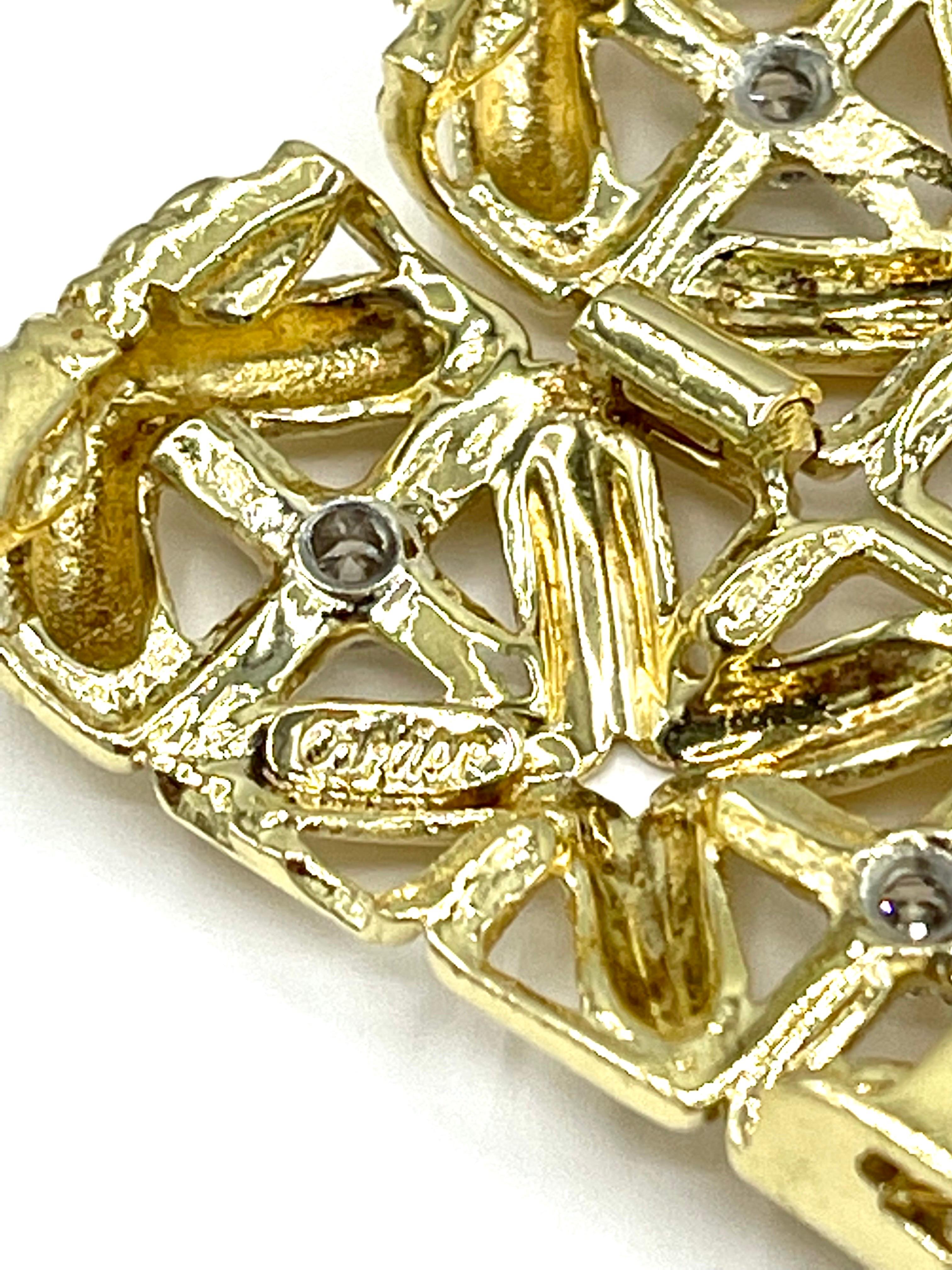 Breites Cartier-Armband aus 18 Karat Gelbgold mit 3,92 Karat rundem Brillanten (Retro) im Angebot