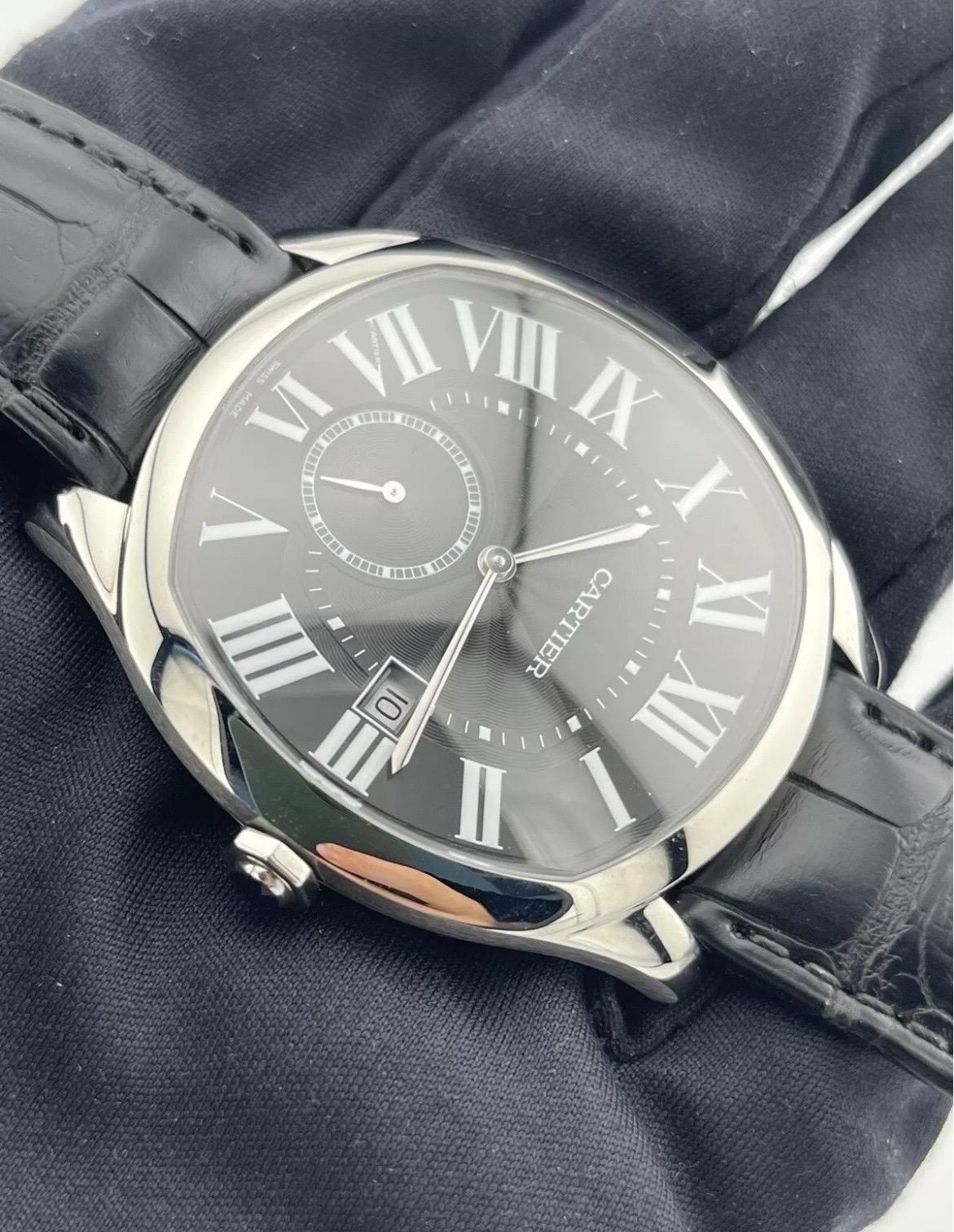 Cartier 3930 Drive De Cartier 2012 Stainless Steel 41mm Leather Men Watch MINT In Excellent Condition For Sale In Boca Raton, FL
