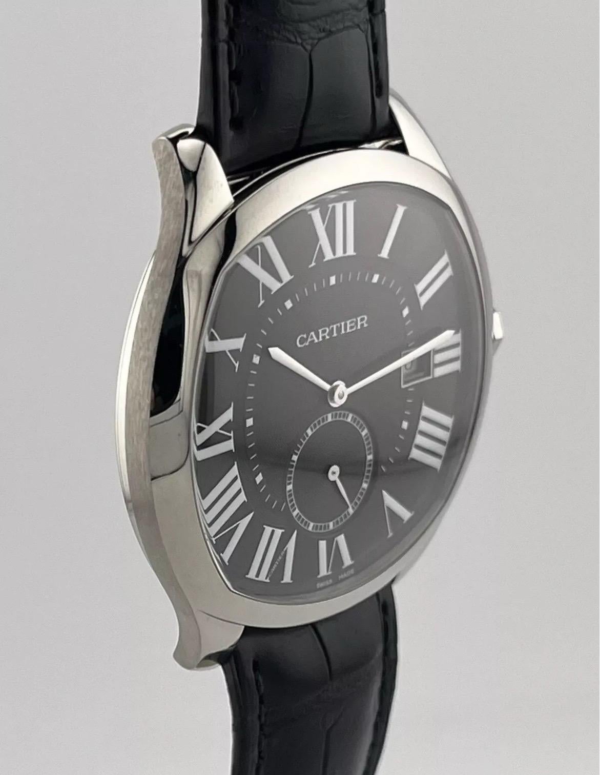 Men's Cartier 3930 Drive De Cartier 2012 Stainless Steel 41mm Leather Men Watch MINT For Sale