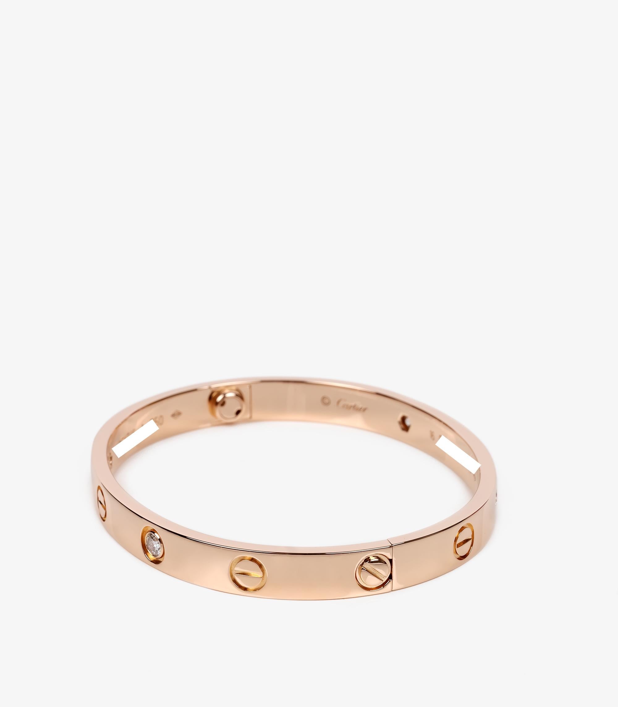 Cartier 4 Diamantes 18ct Oro Rosa Love Bangle 16cm Corte redondo en venta
