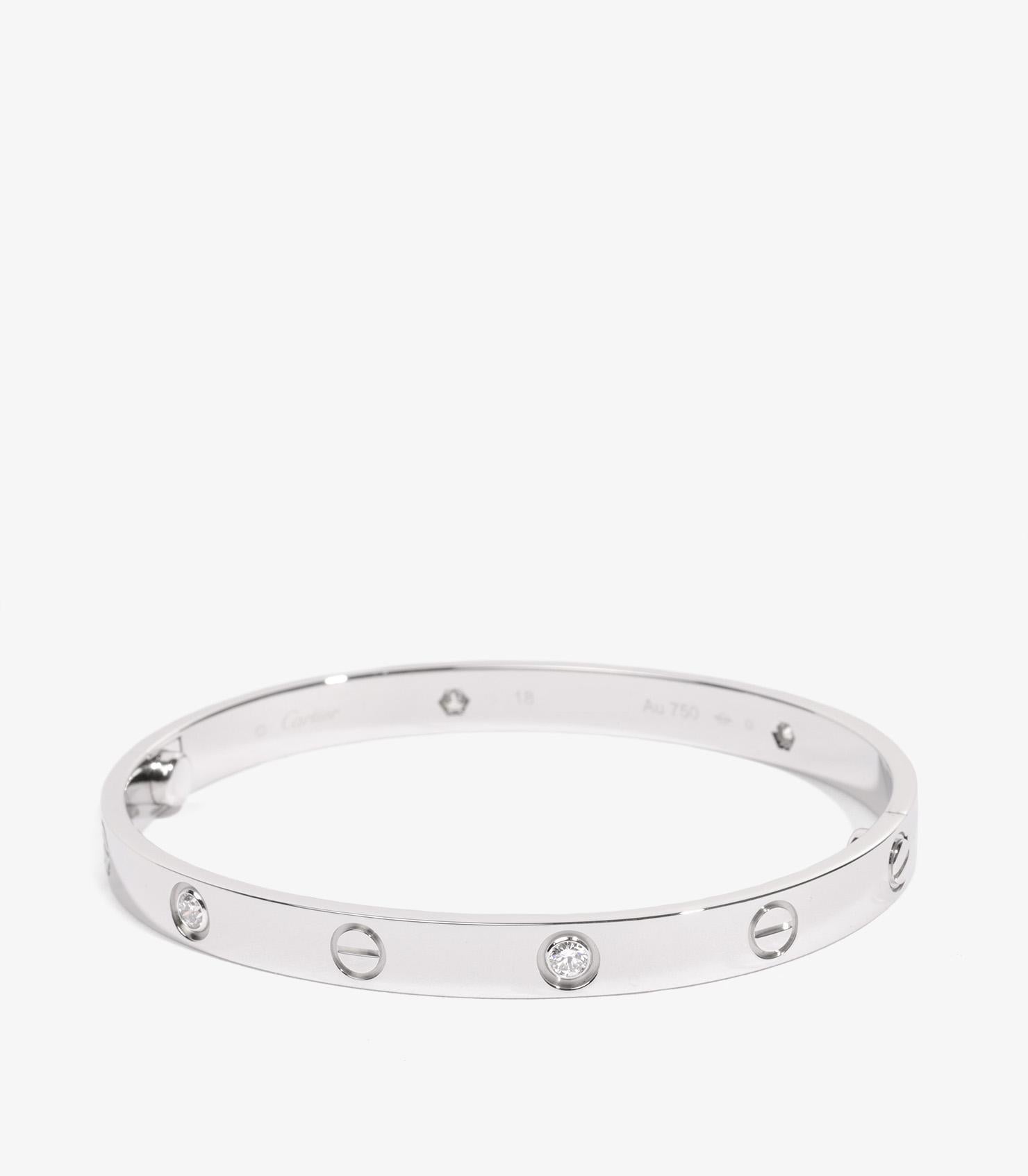 Cartier 4 Diamanten 18ct Weißgold Love Armreif (Brillantschliff) im Angebot