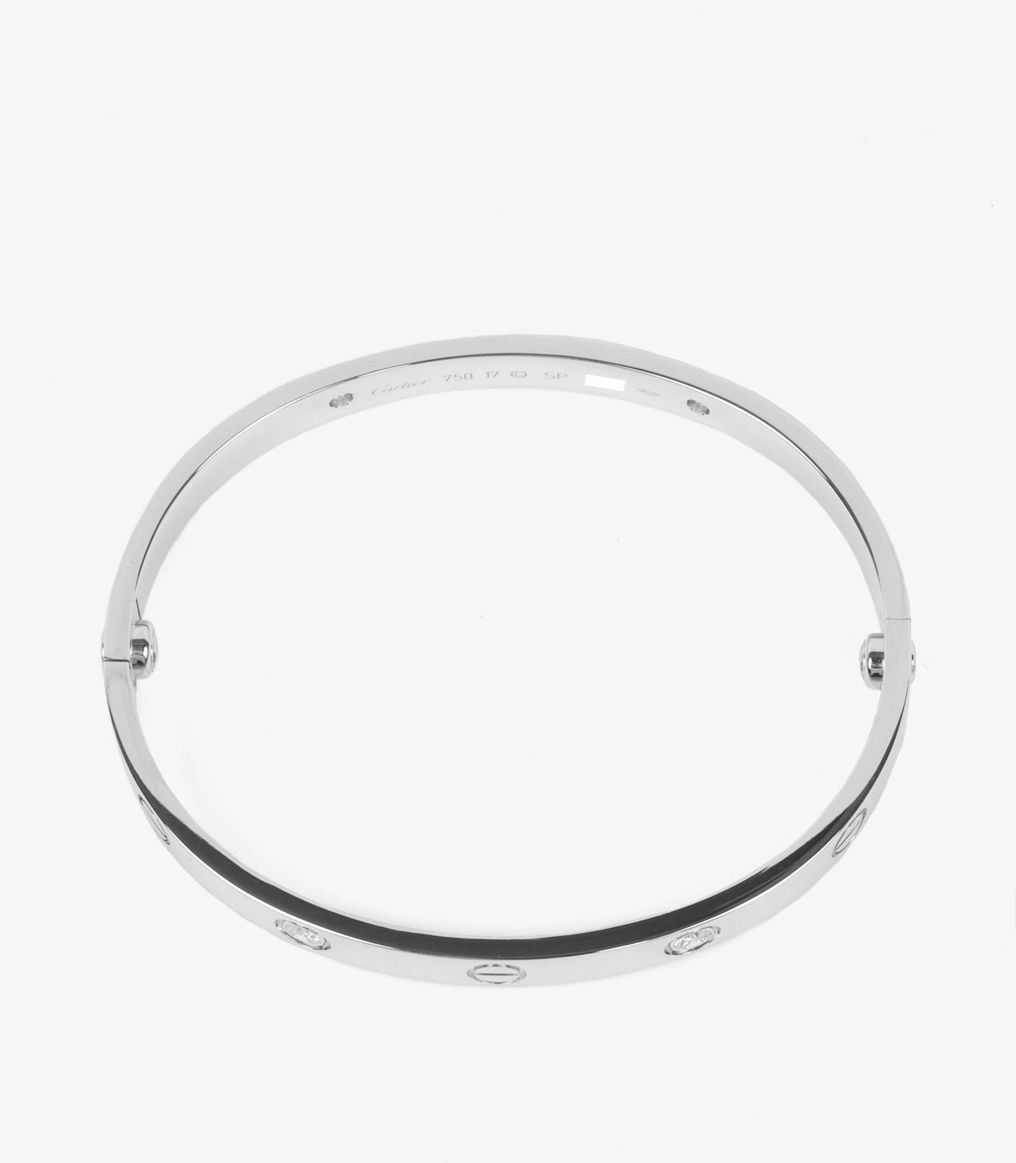 Cartier 4 Diamanten 18ct Weißgold Love Armreif für Damen oder Herren im Angebot
