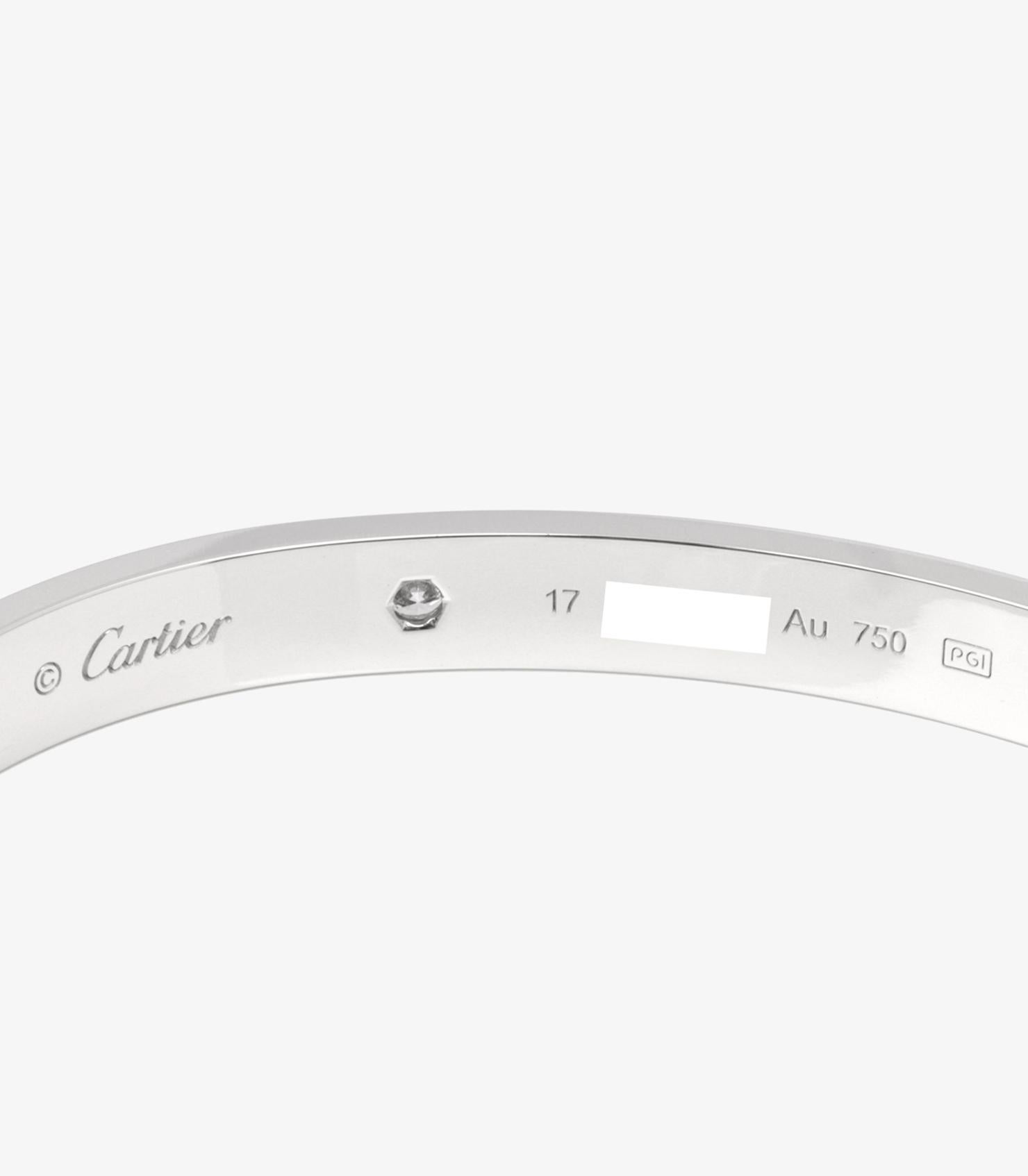 Cartier 4 Diamond 18ct White Gold Love Bangle in vendita 1