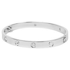 Cartier 4 Diamond 18ct White Gold Love Bangle 17cm