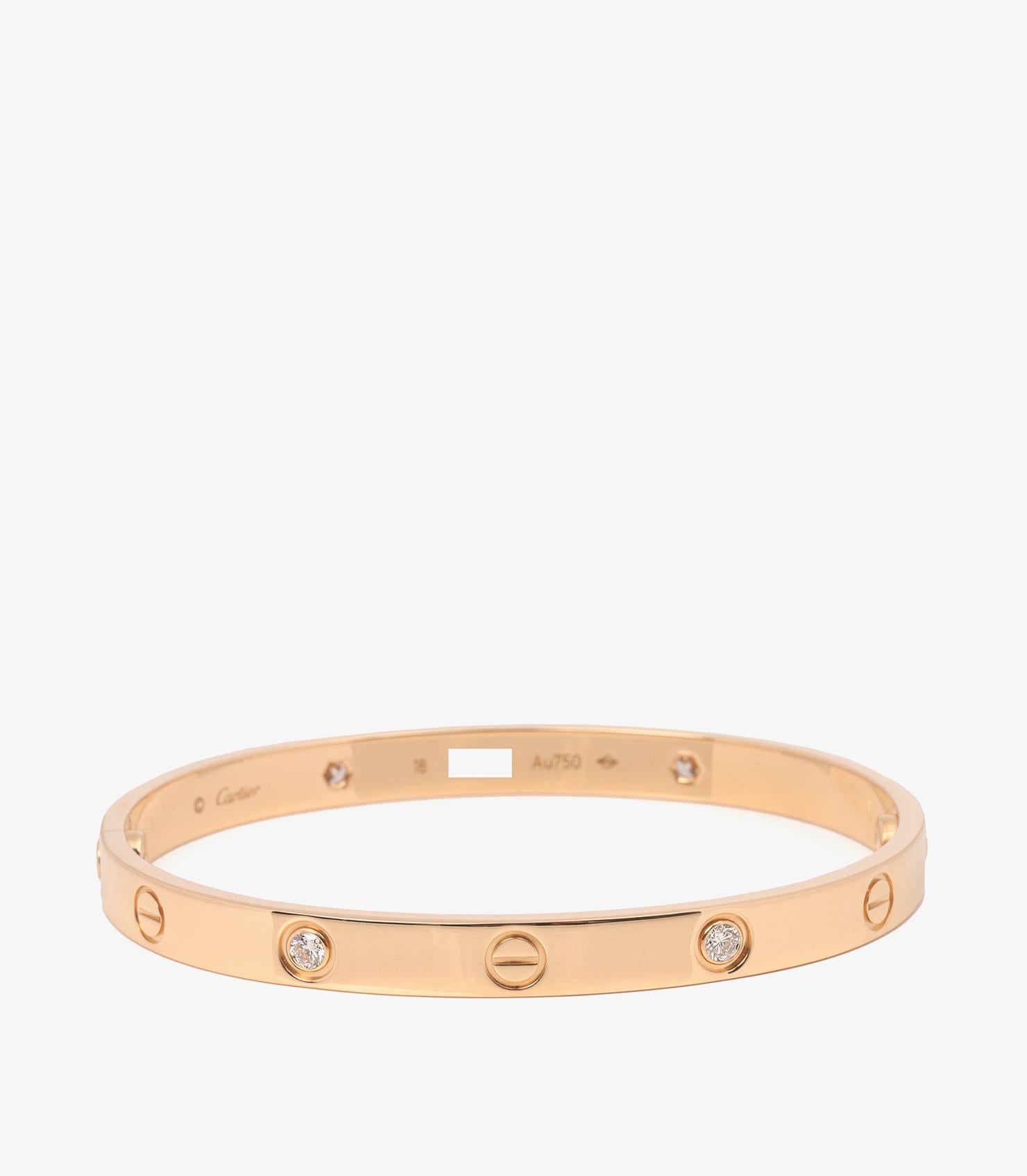 Cartier 4 Diamond 18ct Yellow Gold Love Bangle

Brand Cartier
Model 4 Diamond Love Bangle
Product Type Bracelet
Serial Number CQ1216
Age Circa 2019
Accompanied By Cartier Box, Certificate, Service Papers, Screwdriver
Material(s) 18ct Yellow