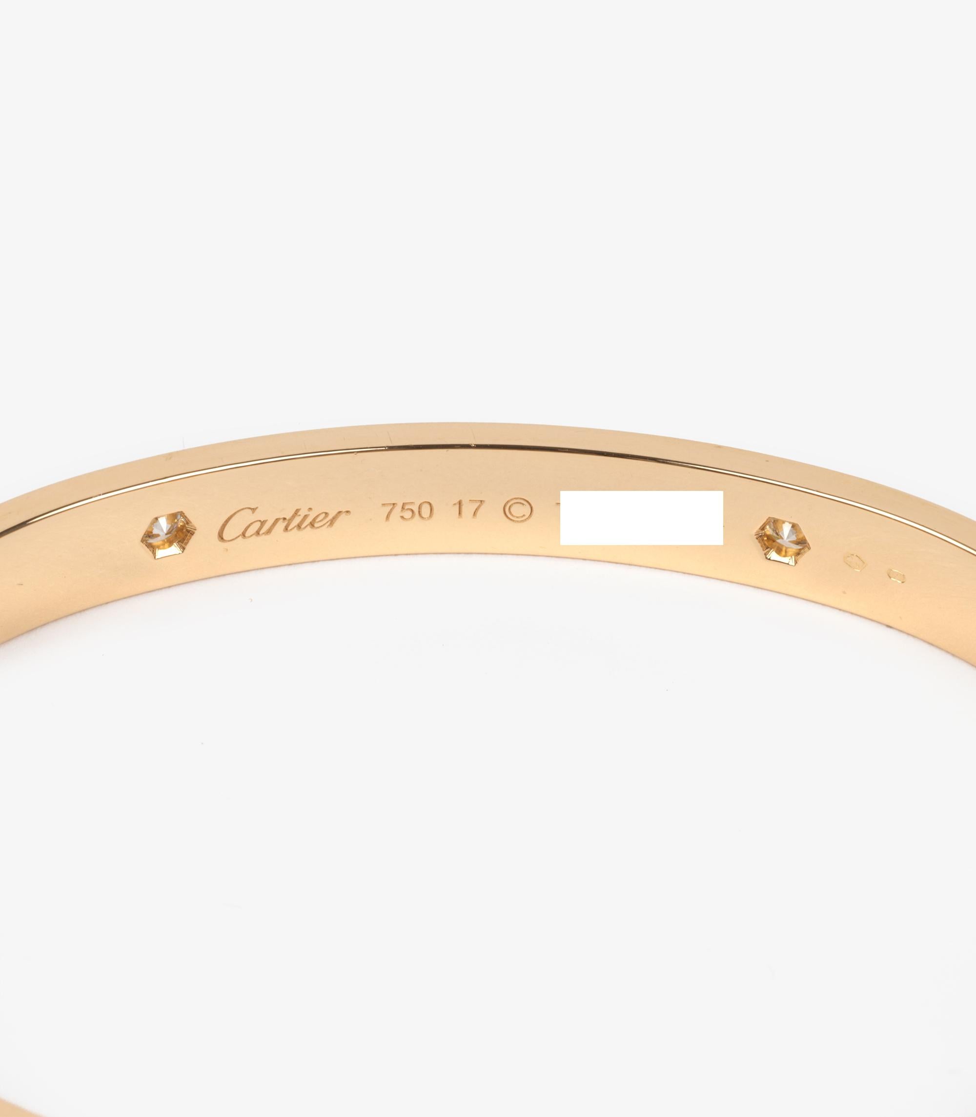 Brilliant Cut Cartier 4 Diamond 18ct Yellow Gold Love Bangle