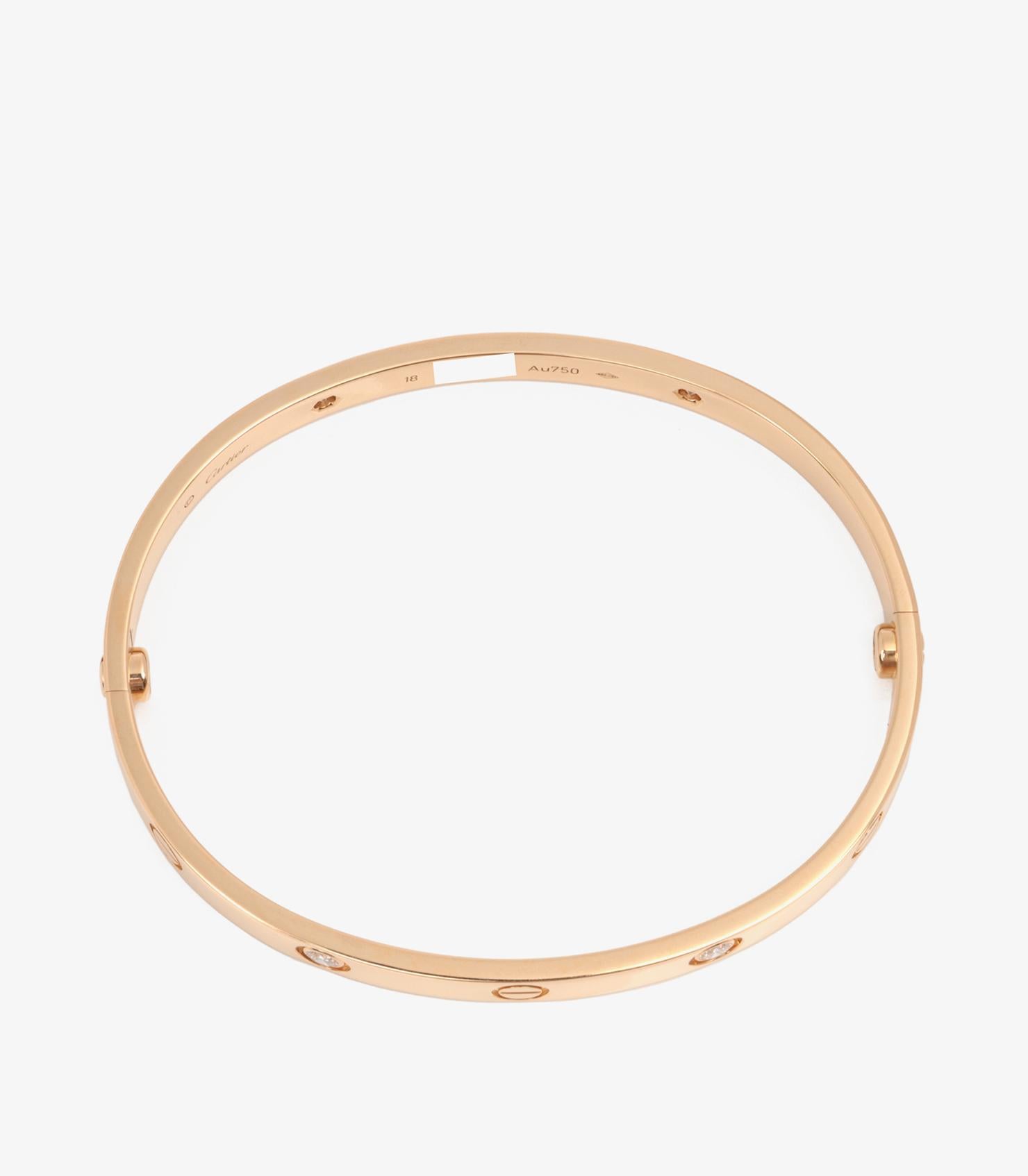 Round Cut Cartier 4 Diamond 18ct Yellow Gold Love Bangle