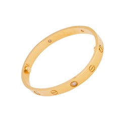 Cartier 4 Diamond 'Love' Bangle Bracelet in 18k Yellow Gold