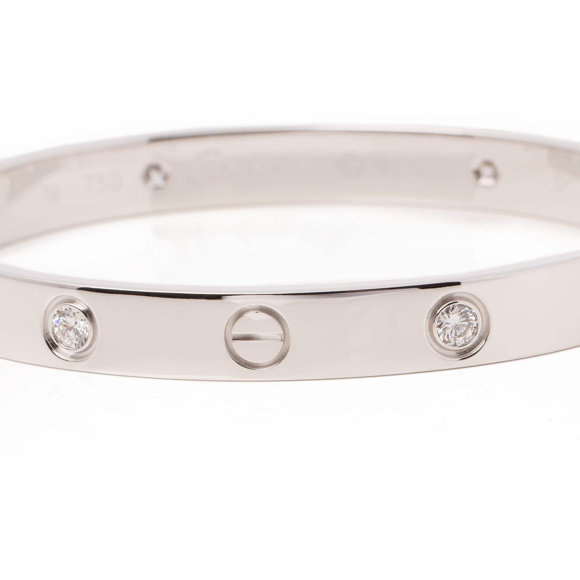 Round Cut Cartier 4 Diamond Love Bangle