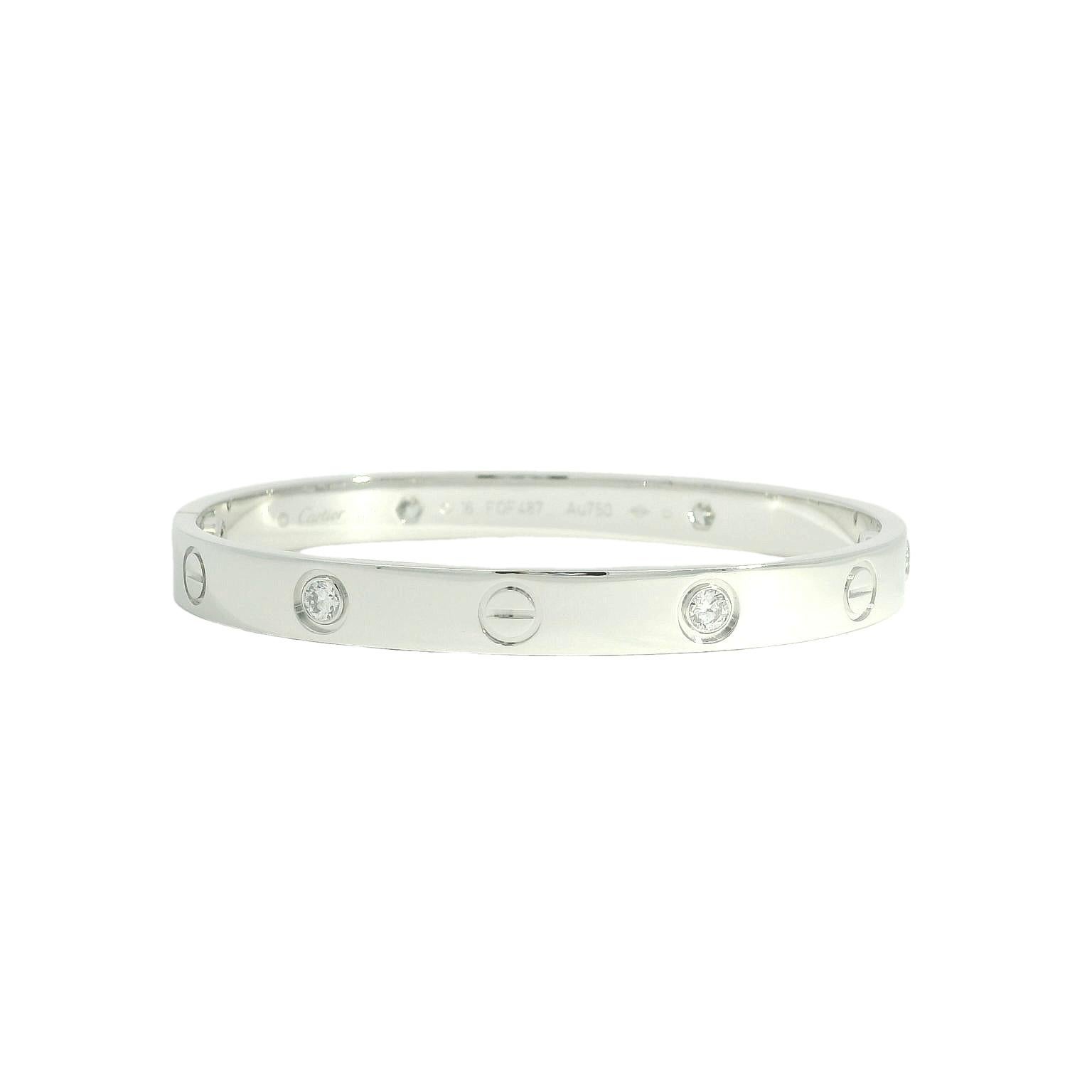 Moderno Cartier 4 diamanti &New Bracciale dell'amore 18 carati Taglia 16 In magazzino in vendita