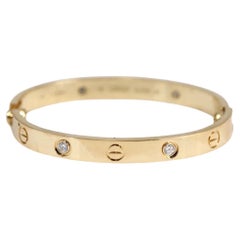 Cartier Love-Armband, 4 Diamanten, 18 Karat Gelbgold, Größe 15, mit Box und Papieren