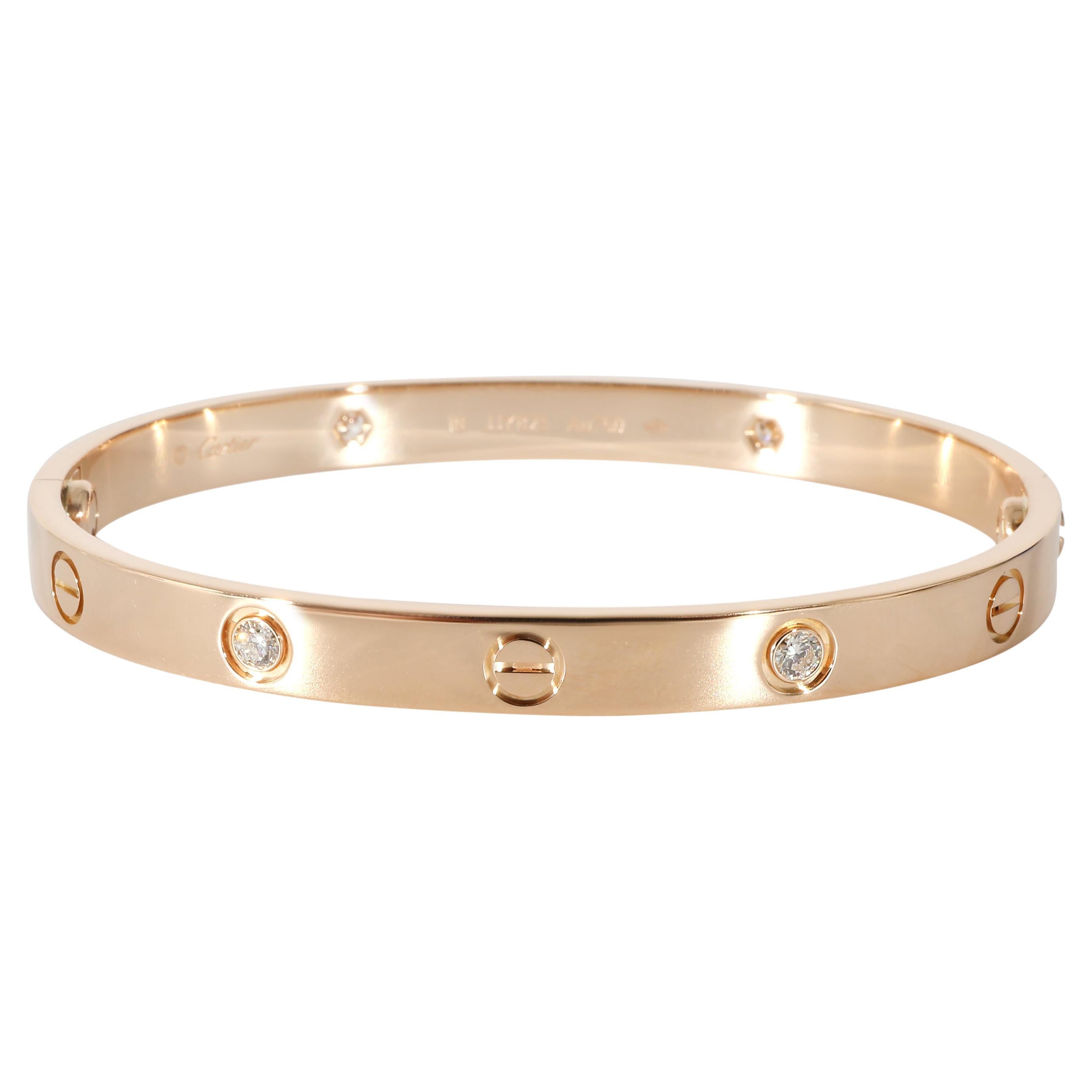 Cartier 4 Diamond Love Bracelet in 18K Rose Gold 0.42 CTW