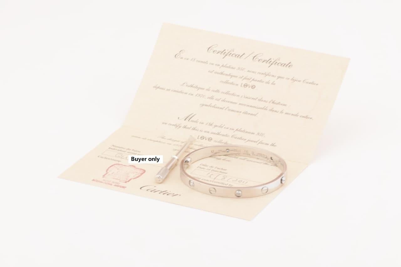Women's or Men's Cartier 4 Diamond Love Bracelet in 18K White Gold