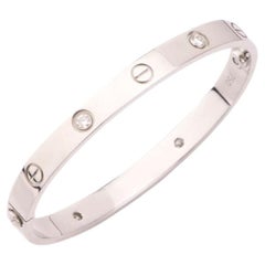 Cartier: 18 Karat Weißgold Love-Armband mit 4 Diamanten
