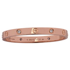 Cartier 4 Diamond Love Rose Gold Bangle