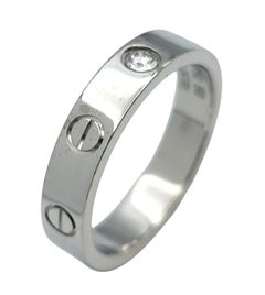 Cartier 4 mm Love Band Ring with Diamond in 18 Karat White Gold Size 50