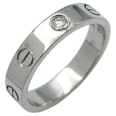 Cartier 4 mm Love Band Ring with Diamond in 18 Karat White Gold Size 50