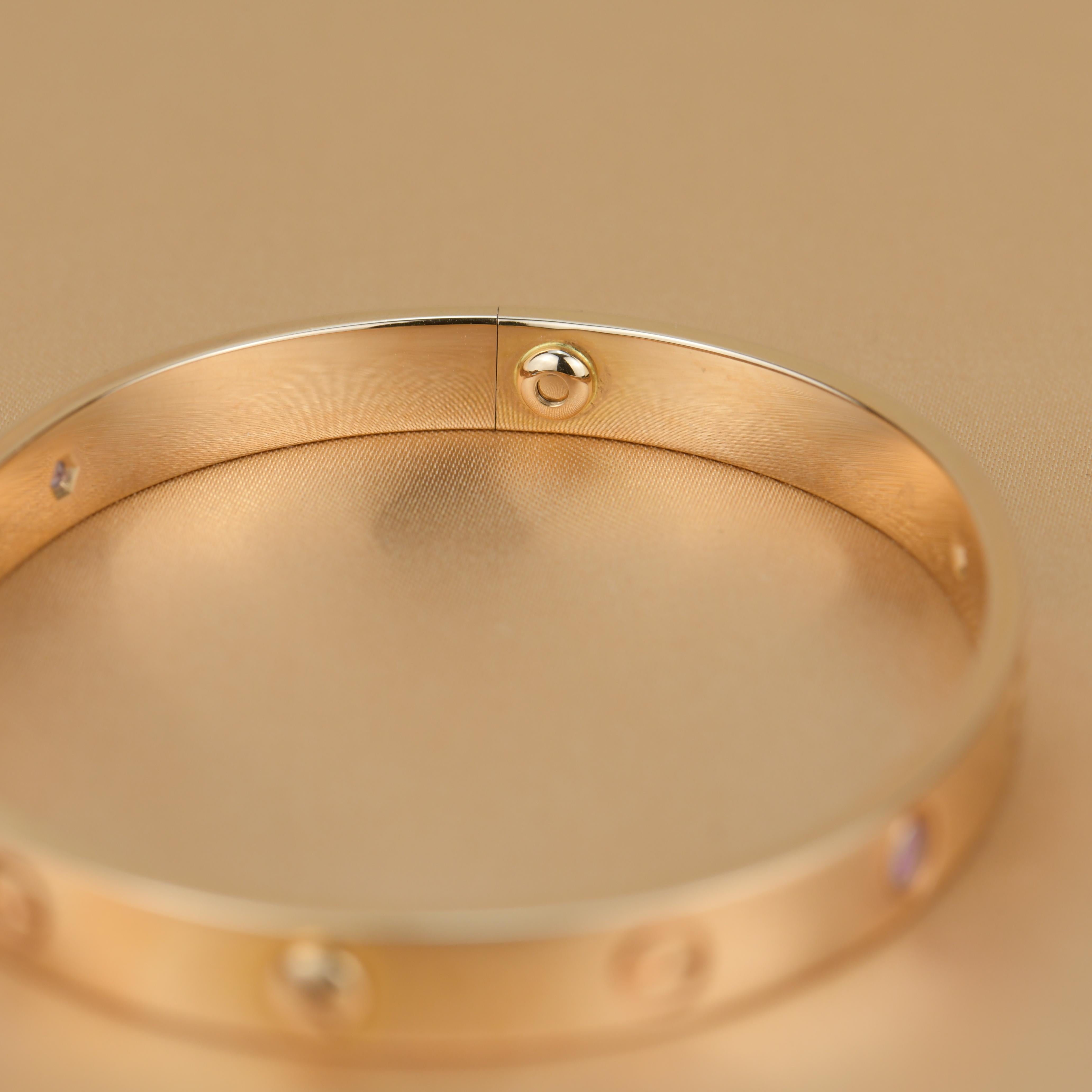 Women's or Men's Cartier 4 Pink Sapphire Love Bracelet in Rose Gold