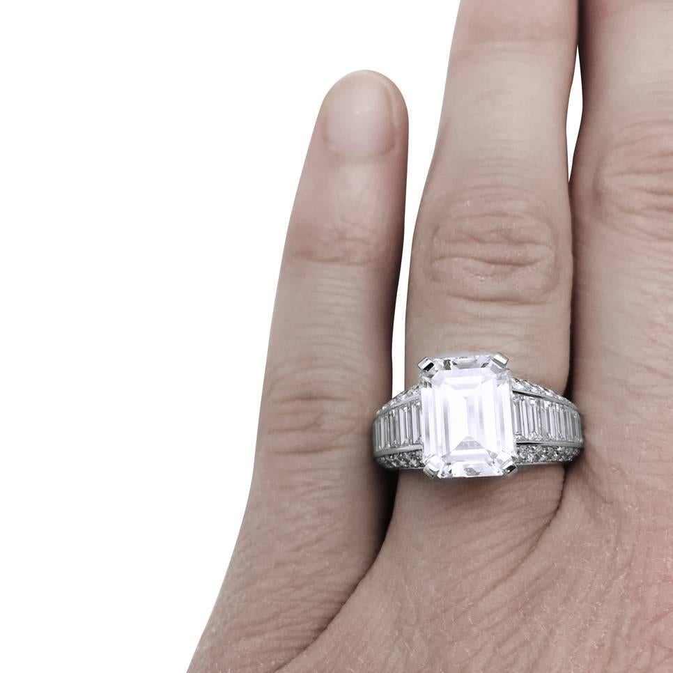 Contemporary Cartier 4.02 Carat Emerald Cut Diamond Ring