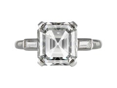 Cartier 4.68 carat emerald-cut diamond ring, circa 1988.