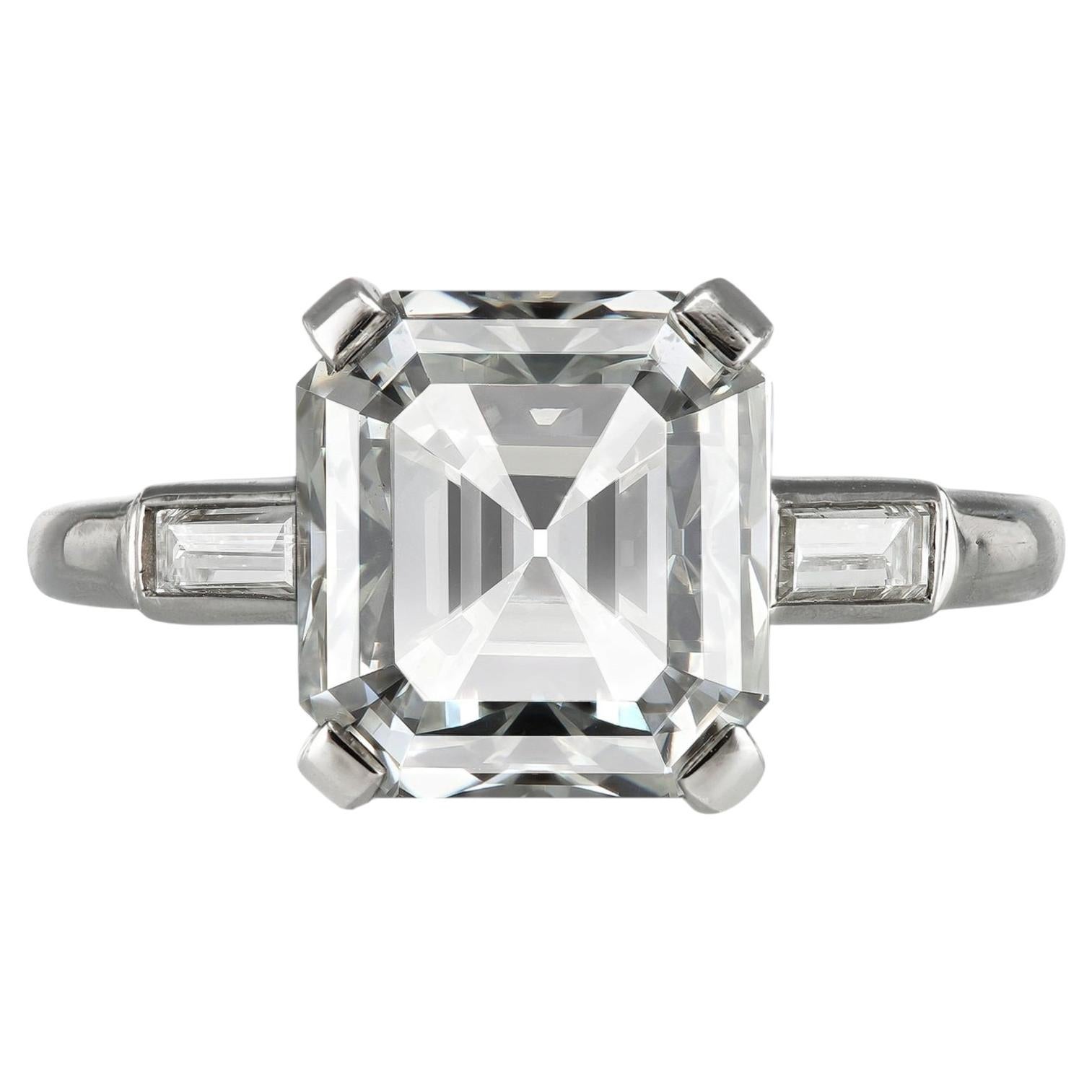 Cartier 4.68 carat emerald-cut diamond ring, circa 1988. For Sale