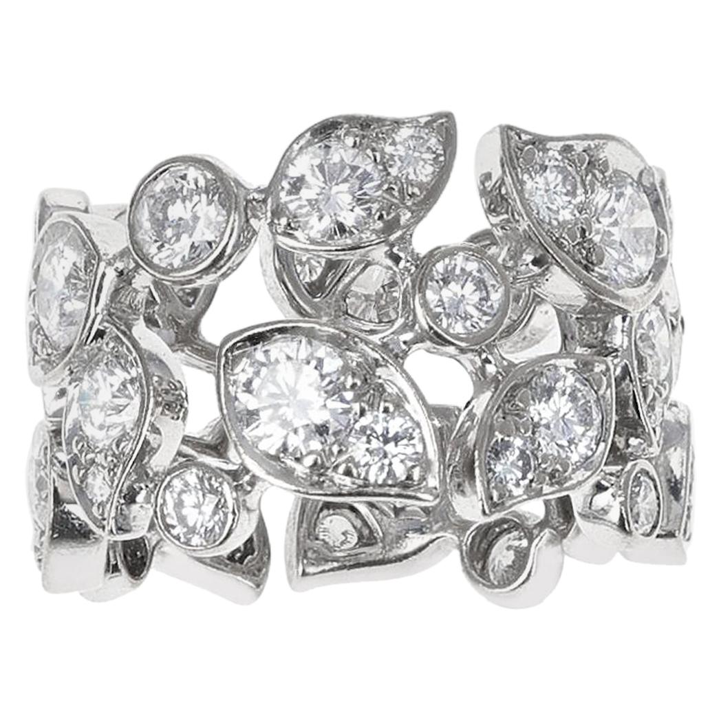 Cartier 5 Carat Diamond Leaf Ring, 18K White Gold