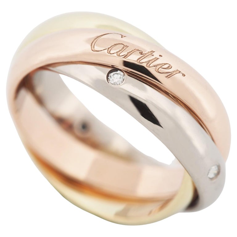 Cartier 5 Diamonds Trinity Ring Tri Color Gold 51 at 1stDibs