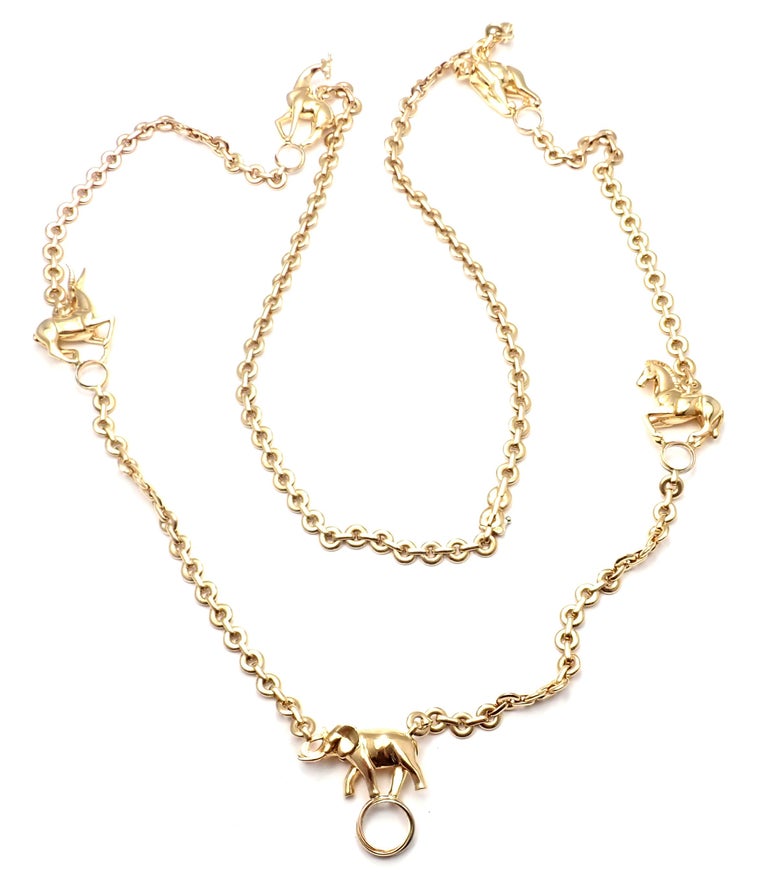 Cartier 5 Safari Charm Link Yellow Gold Necklace at 1stDibs