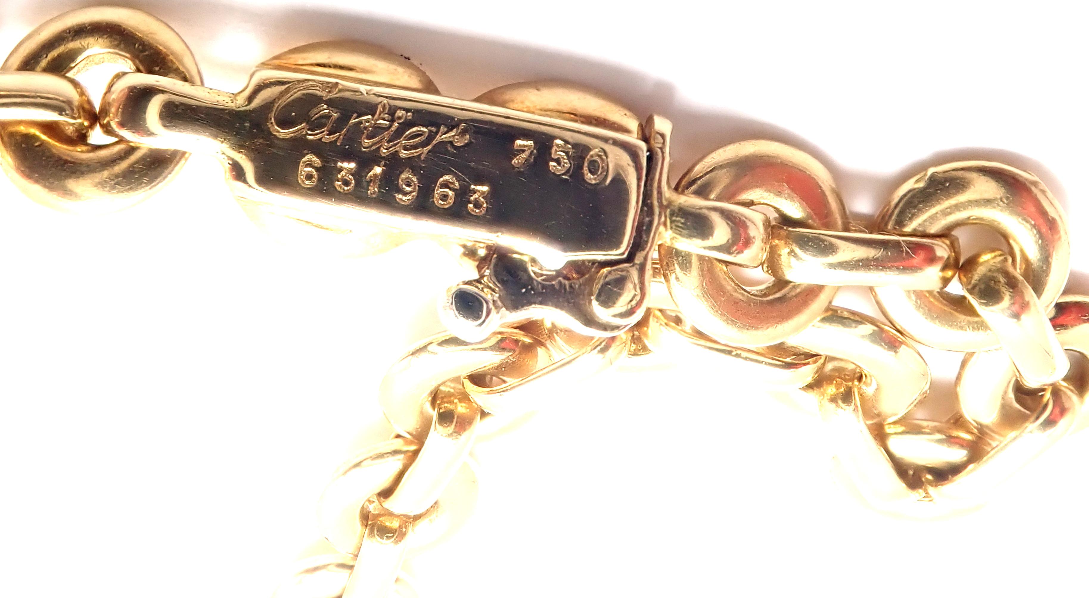 Cartier 5 Safari Charm Link Yellow Gold Necklace In Excellent Condition In Holland, PA