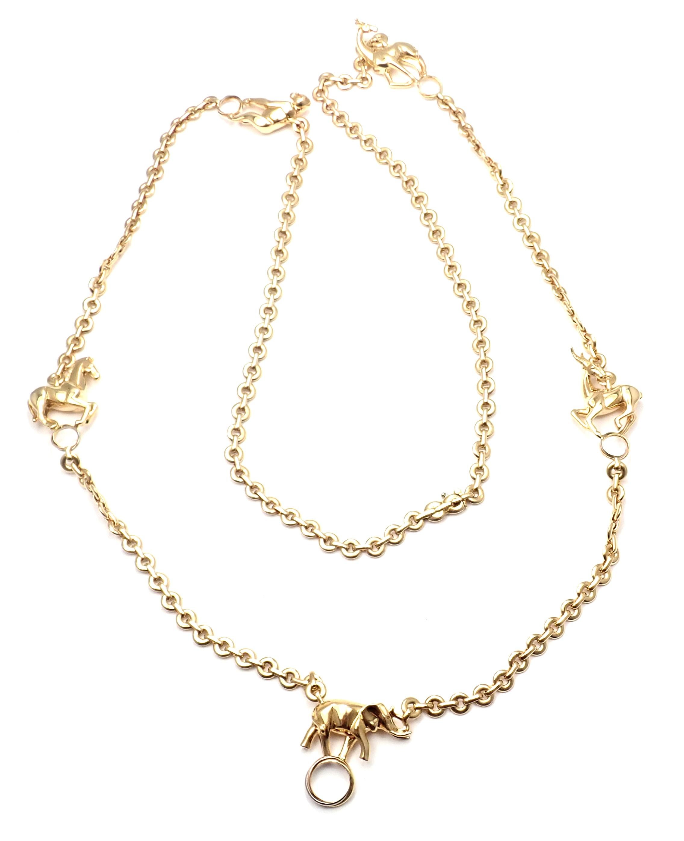 Women's or Men's Cartier 5 Safari Charm Link Yellow Gold Necklace