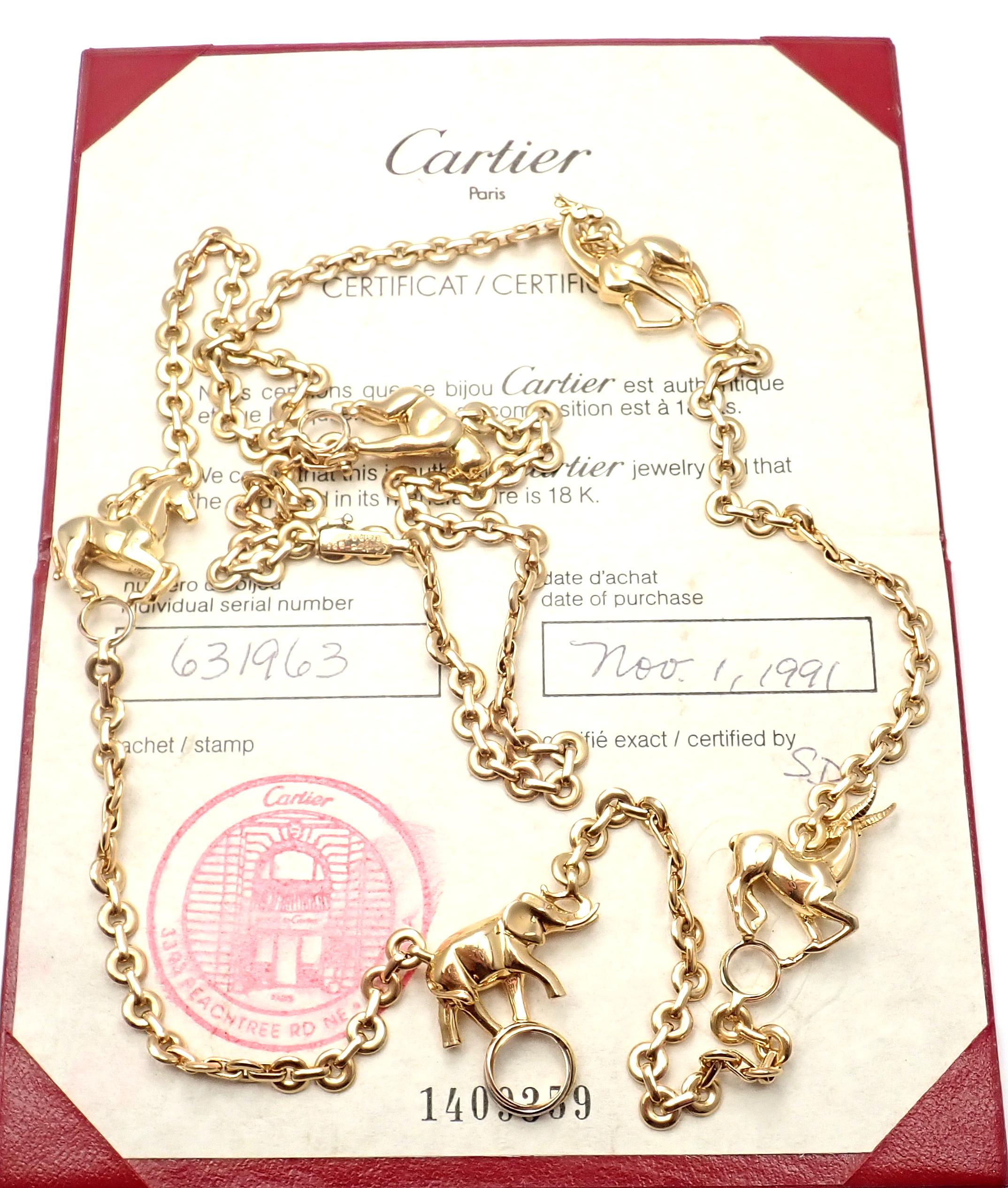 Cartier 5 Safari Charm Link Yellow Gold Necklace 1