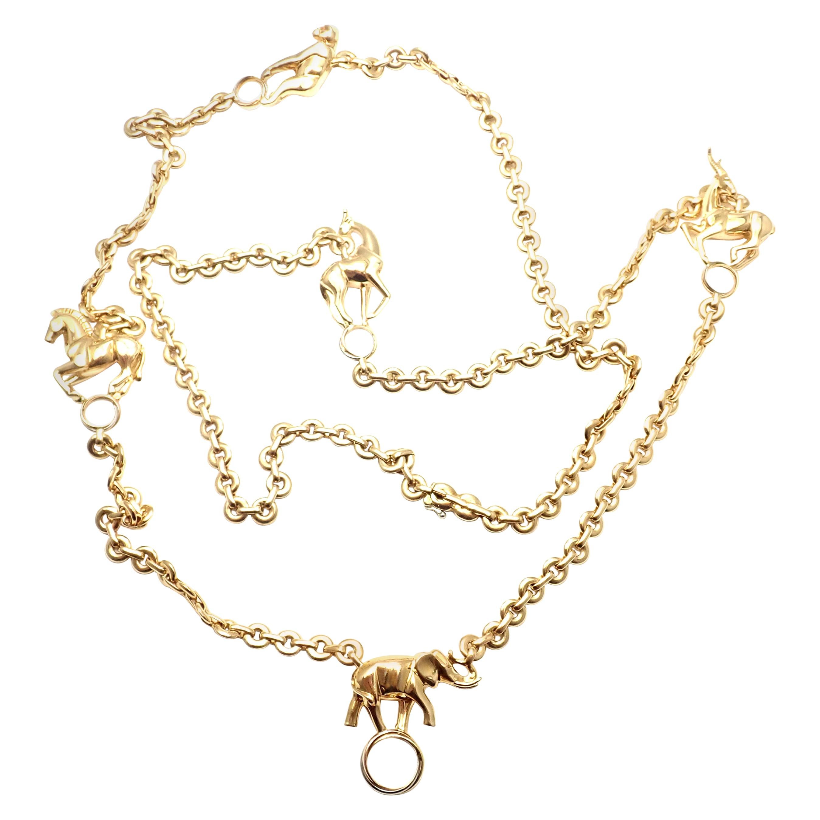Cartier 5 Safari Charm Link Yellow Gold Necklace