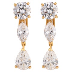 Cartier 5.00 carat diamond 18k yellow gold drop earrings