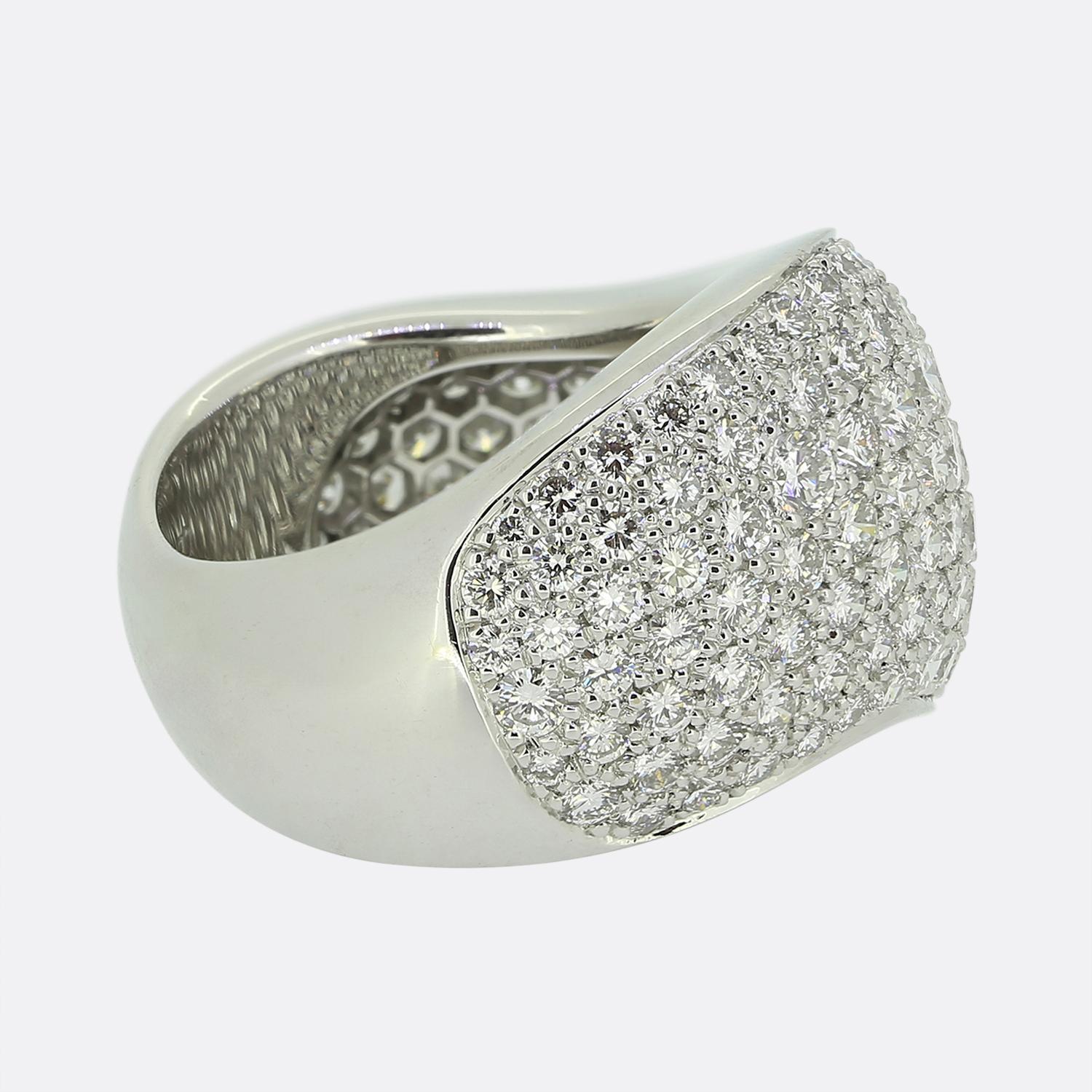 Brilliant Cut Cartier 5.00 Carat Diamond Wave Ring For Sale
