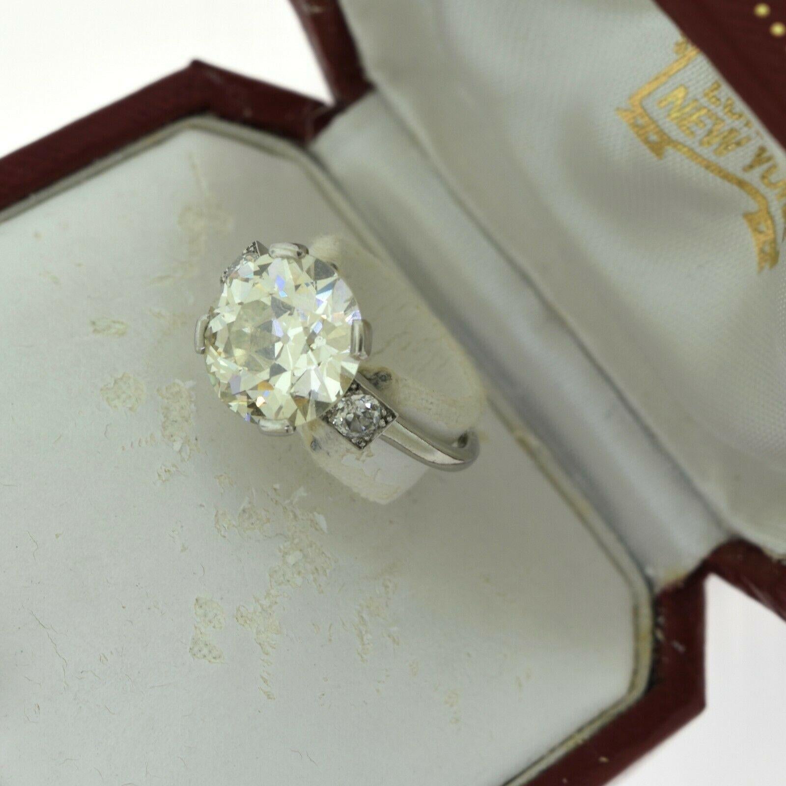 Taille ronde Cartier, bague de fiançailles Art déco originale des années 1920 avec diamant rond de 5,15 carats en vente