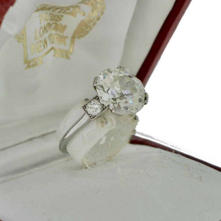 Original 1920's Art Deco Cartier 5.15 Carat Round Diamond Engagement Ring  For Sale at 1stDibs