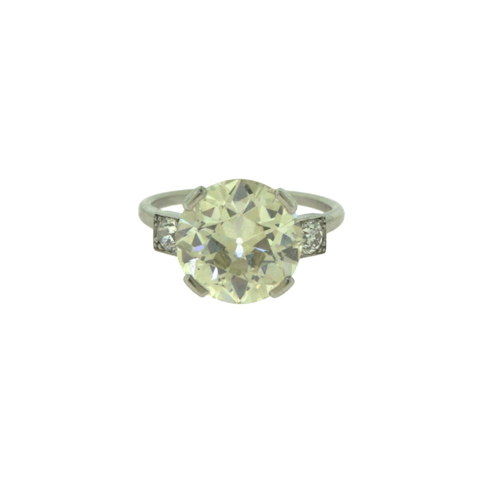 Cartier 5.15 Carat Round Diamond Engagement Ring, 1920s Art Deco