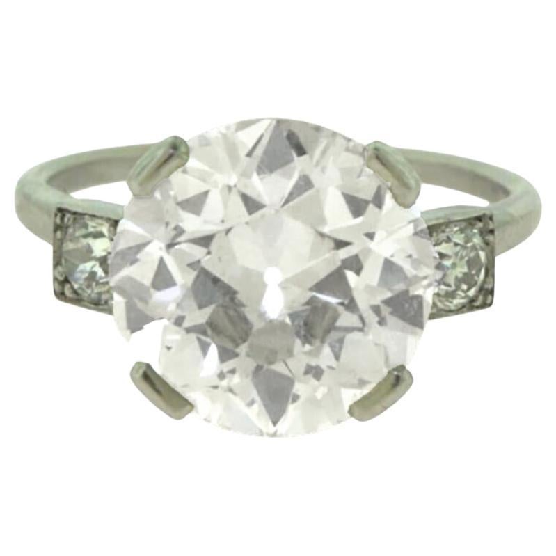 Original 1920's Art Deco Cartier 5.15 Carat Round Diamond Engagement Ring For Sale