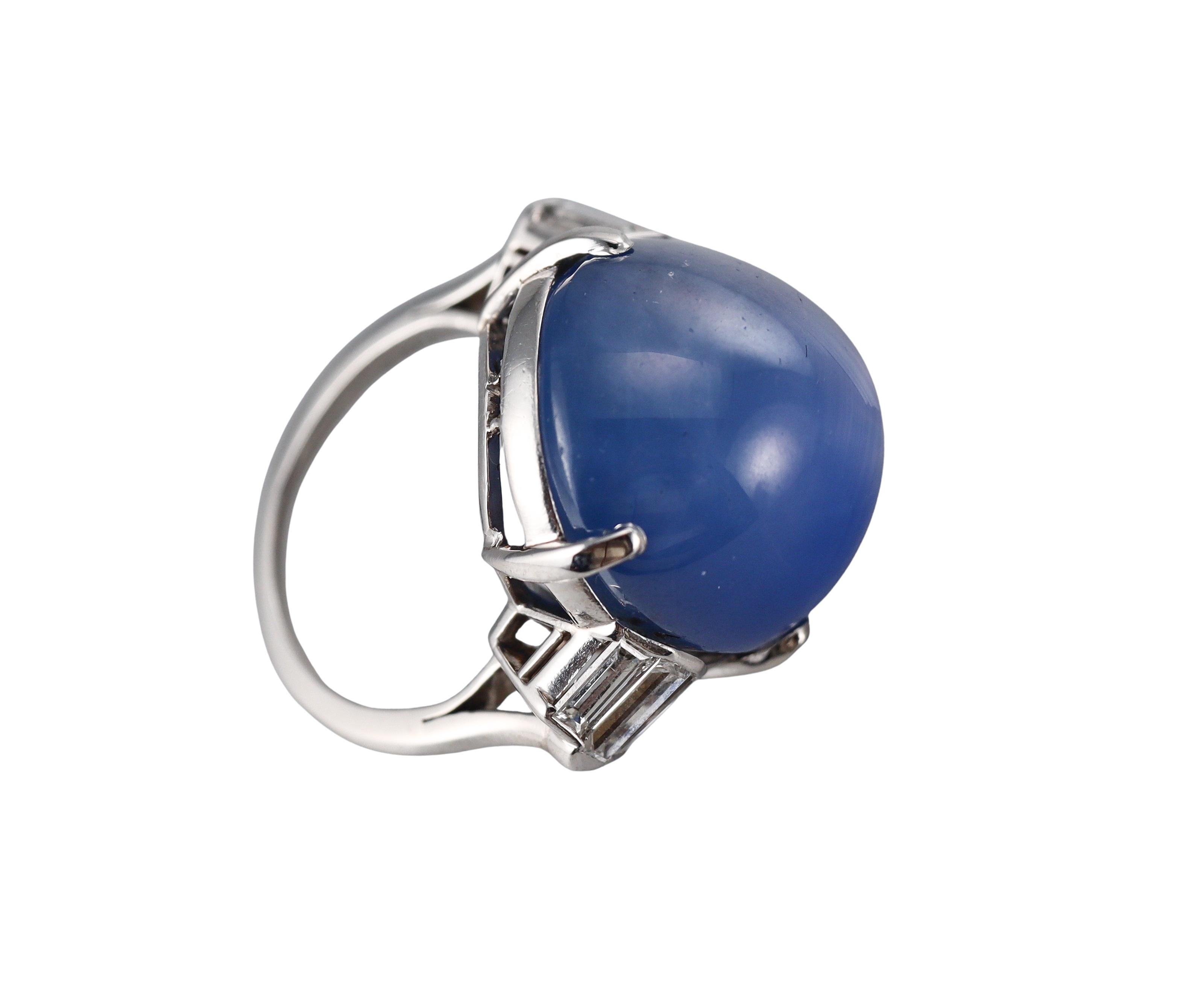 Cartier 53ct Star Sapphire Cabochon Platinum Diamond Ring For Sale 2